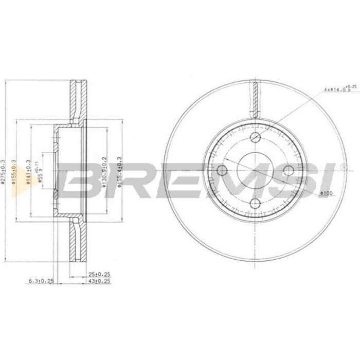 CD7388V.JPG Coppia Dischi Freno Anteriore 92126000 Toyota Corolla Station Wagon Corolla Corolla Verso Corolla Tre Volumi Matrix 