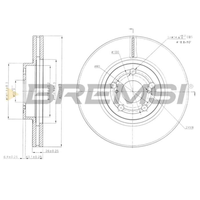 CD7508V.JPG Coppia Dischi Freno Anteriore 92135500 Toyota Avensis Tre Volumi Avensis Station Wagon Avensis Ventilato