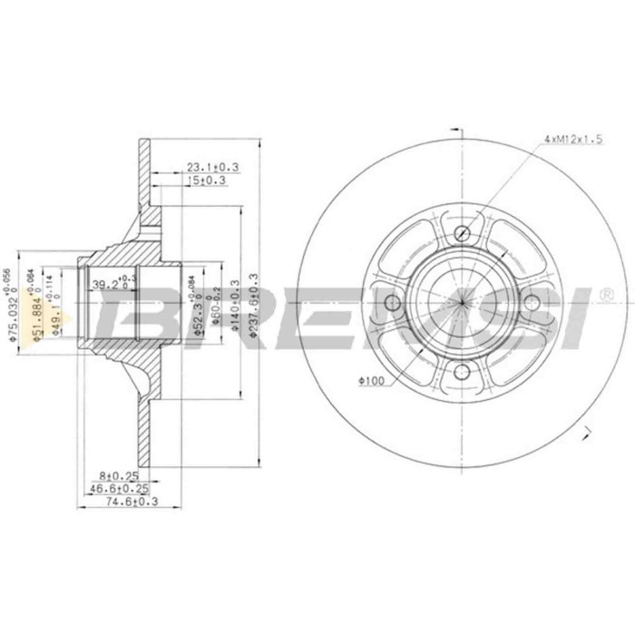 CD7517S.JPG Coppia Dischi Freno Posteriore 92231700 Renault 19 I Chamade (l53) Pieno