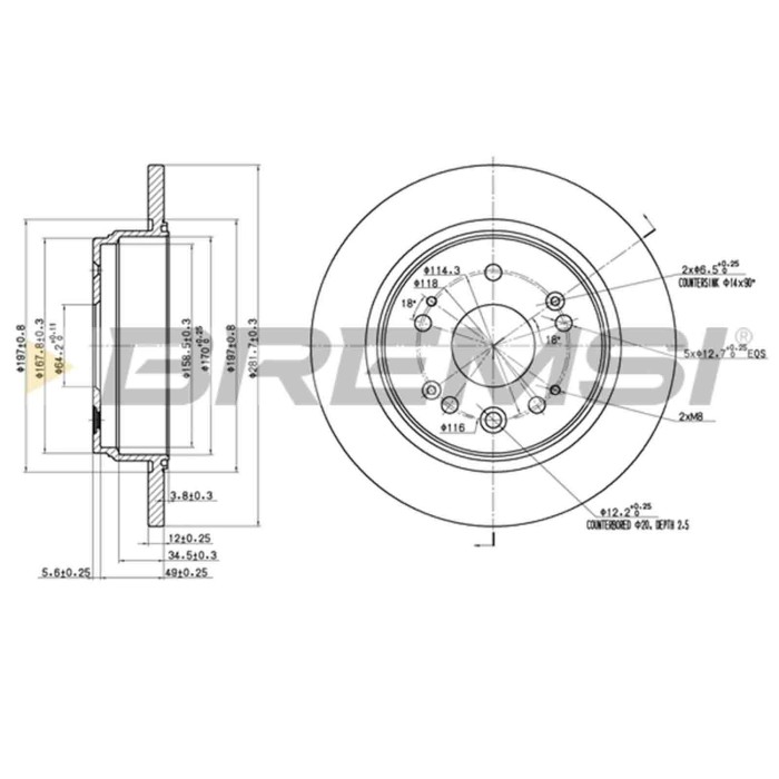 CD7540S.JPG Coppia Dischi Freno Posteriore 92144500 Honda Stream Fr-v Pieno