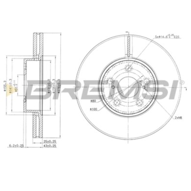 CD7575V.JPG Coppia Dischi Freno Anteriore 92126400 Toyota Avensis Avensis Liftback Avensis Station Wagon Nero
