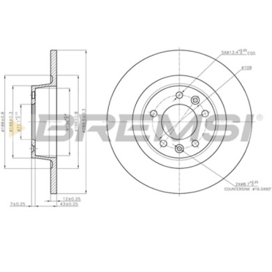 CD7744S.JPG Coppia Dischi Freno Posteriore 92195803 Opel Insignia A Peugeot 407 Coupé 407 407 Sw Pieno