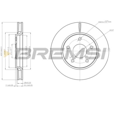 CD7807V.JPG Coppia Dischi Freno Anteriore 92181500 Chrysler Grand Voyager V Dodge Journey Fiat Freemont Nero