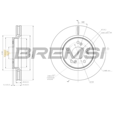CD7820V.JPG Coppia Dischi Freno Anteriore 92184800 Honda Cr-v Iii Cr-v Iv Nero