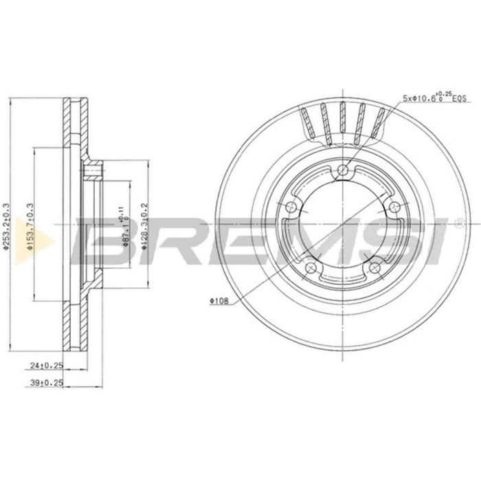 CD7822V.JPG Coppia Dischi Freno Anteriore 92102500 Mitsubishi L400 Autobus (pdw Pcw Pav Pbv Paw) Ventilato