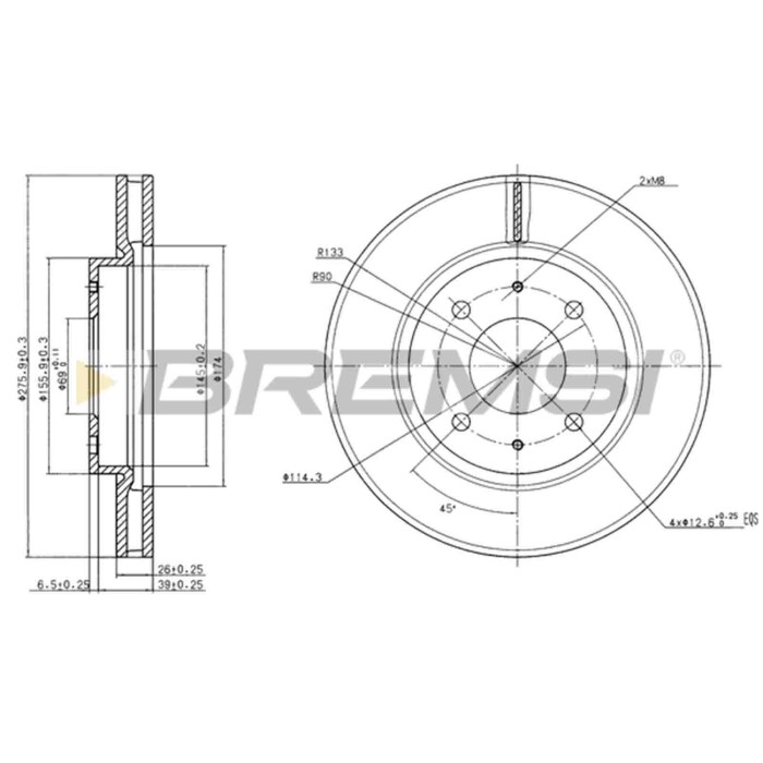 CD7845V.JPG Coppia Dischi Freno Anteriore 92110500 Mitsubishi Galant Viii (ea) Ventilato