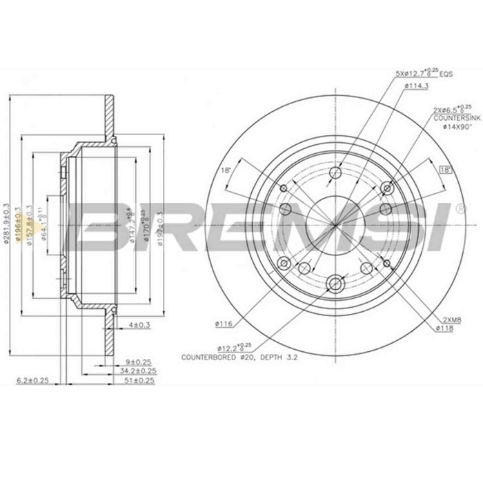 CD7894S.JPG Coppia Dischi Freno Posteriore 92165803 Honda Accord Vii Tourer Nero