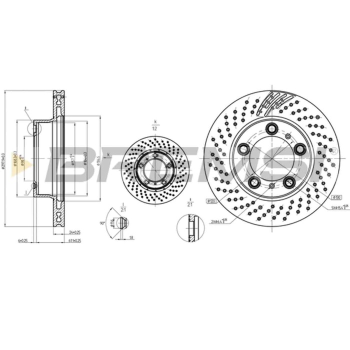 CD8027VLS.JPG Coppia Dischi Freno Anteriore Sinistro 92165105 Porsche Boxster Cayman Ventilato