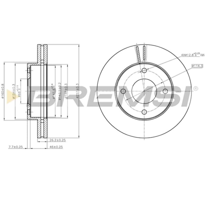 CD8134V.JPG Coppia Dischi Freno Anteriore 92253100 Mitsubishi Lancer Viii Sportback Lancer Viii Nissan Nv200/evalia Autobus Nv20