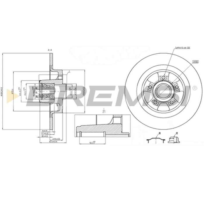 CD8264S.JPG Coppia Dischi Freno Posteriore 92252900 Renault Clio Iii Megane Ii Pieno