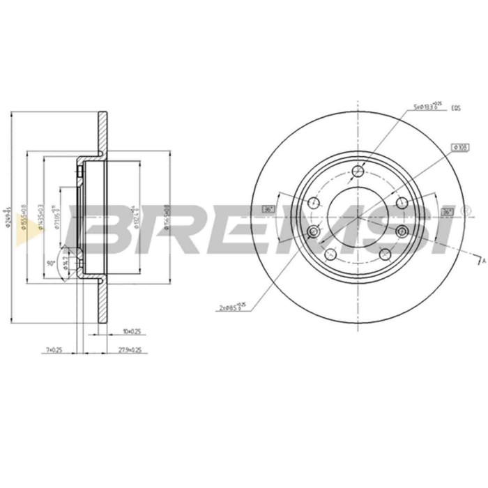 CD8406S.JPG Coppia Dischi Freno Posteriore 92269103 Peugeot 308 Ii (lb Lp Lw Lh L3) Pieno