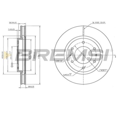 CD9070V_1.jpg Coppia Dischi Freno Anteriore 92315203 Mazda 6 Station Wagon 6 Tre Volumi Cx-5 Cx-9 Ventilato