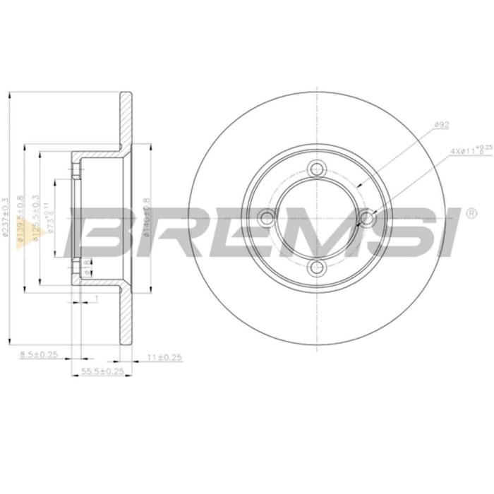 CD6001S.JPG Kit Dischi E Pastiglie Freno 16.5mm Anteriori Opel Ascona A 1975-1975 1.6 N S.f. Ate Pieno