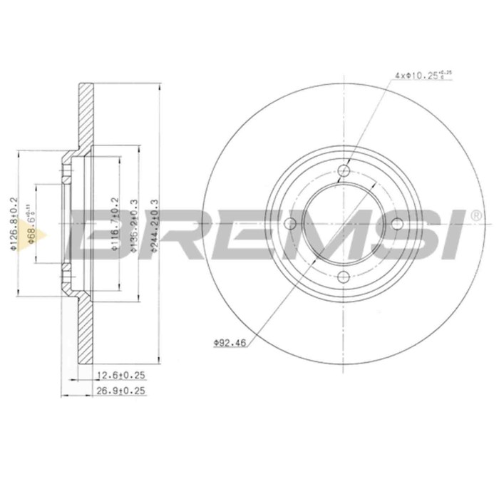 CD6023S.JPG Kit Dischi E Pastiglie Freno 30mm Anteriori Ford Capri 1970-1974 2600 Rs S.f. Knorr Pieno