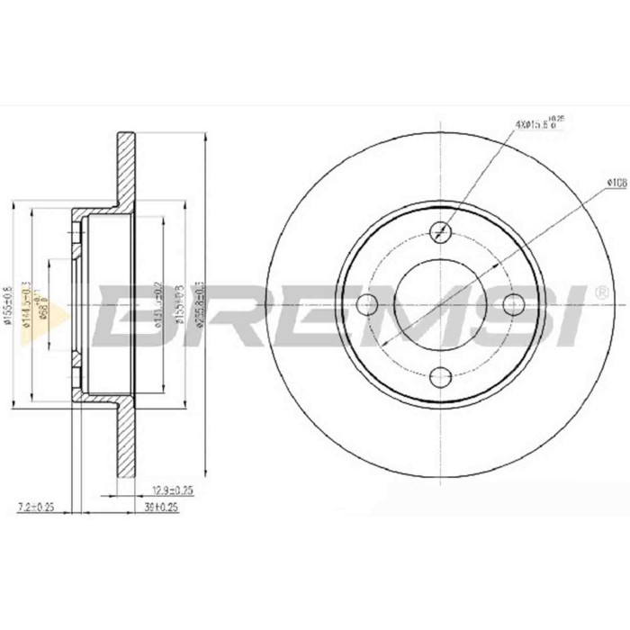 CD6048S.JPG Kit Dischi E Pastiglie Freno 25mm Anteriori Audi 100 1978-1982 2.0 D S.f. Bendix Pieno