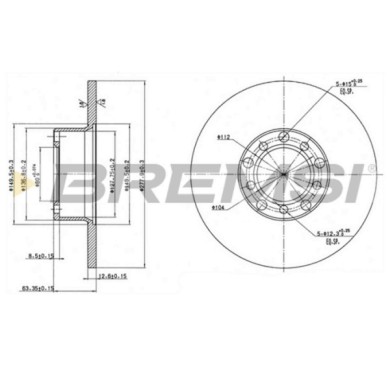 CD6071S.JPG Kit Dischi E Pastiglie Freno 15mm Anteriori Mercedes-benz /8 1972-1976 250 2.8 S.f. Ate Pieno