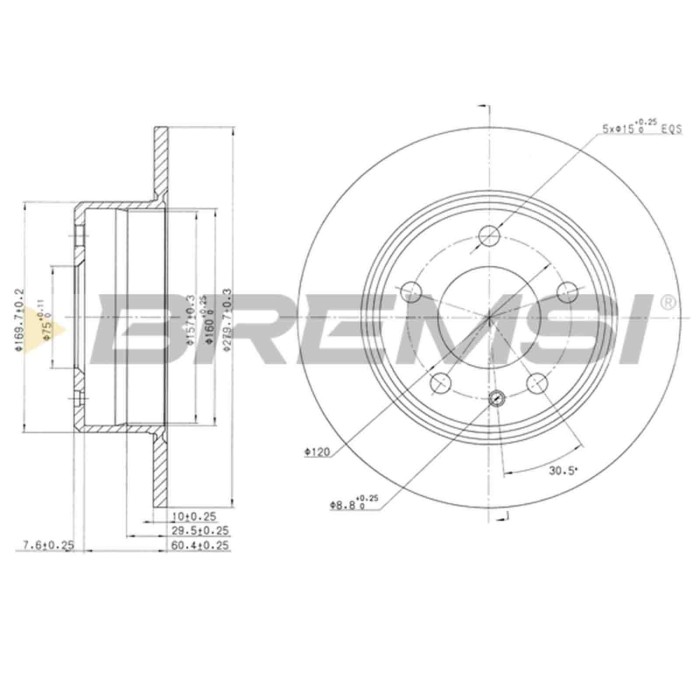 CD6086S.JPG Kit Dischi E Pastiglie Freno 17mm Posteriori Bmw 7 1977-1986 733i S.f. Ate Pieno