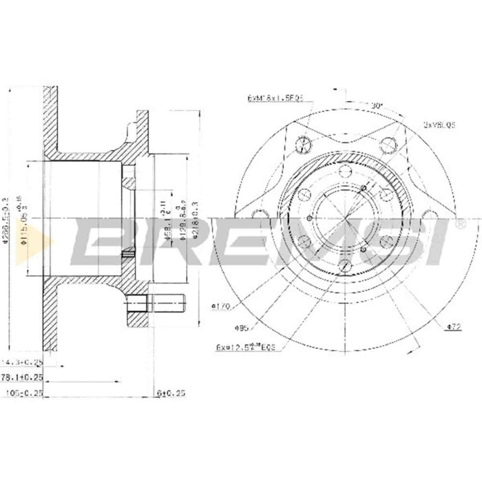 CD6089S.JPG Kit Dischi E Pastiglie Freno 18.3mm Anteriori Iveco Daily Ii Furgonato 1997-1999 30-10c S.f. Brembo Pieno