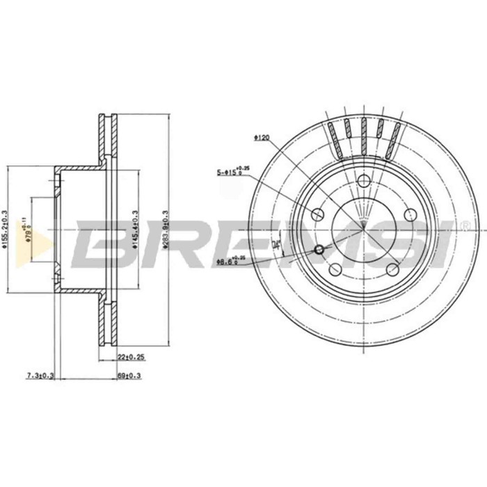 CD6173V.JPG Kit Dischi E Pastiglie Freno 29.5mm Anteriori Bmw 5 1981-1987 518i S.f. Lucas Ventilato