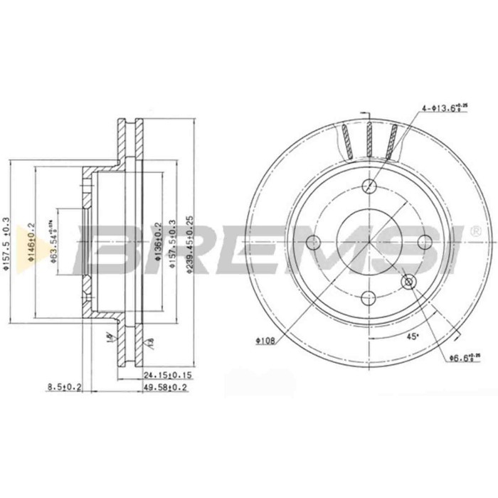 CD6183V.JPG Kit Dischi E Pastiglie Freno 17.5mm Anteriori Ford Escort Iv 1986-1989 1.6 Xr3i S.f. Ate Ventilato