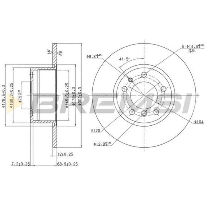 CD6210S.JPG Kit Dischi E Pastiglie Freno 30mm Anteriori Bmw 5 1989-1994 518i S.f. Haldex Pieno