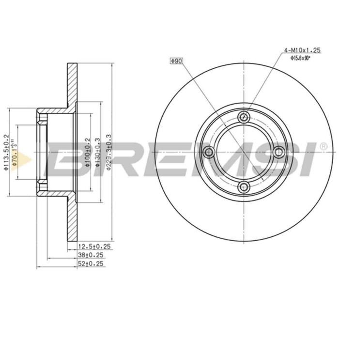 CD6278S.JPG Kit Dischi E Pastiglie Freno 15mm Anteriori Subaru Leone Ii 1980-1984 1800 4wd S.f. Akebono Pieno