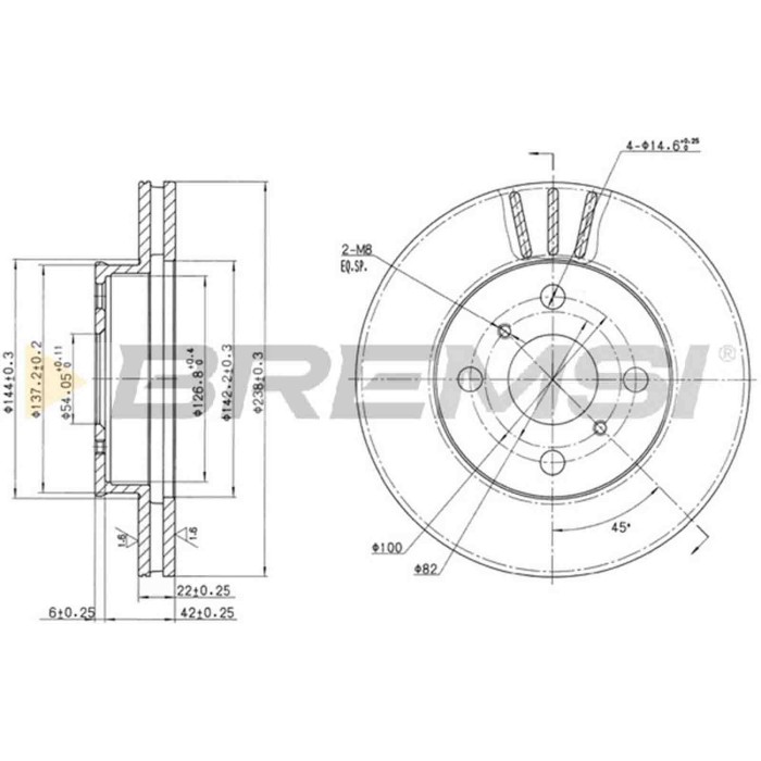 CD6408V.JPG Kit Dischi E Pastiglie Freno 15mm Anteriori Toyota Carina Ii Tre Volumi 1987-1992 1.6 S.f. Akebono Ventilato