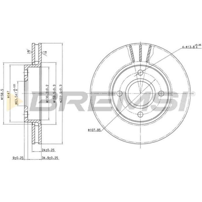 CD6423V.JPG Kit Dischi E Pastiglie Freno 18.3mm Anteriori Ford Escort V Turnier 1992-1995 1.8 16v S.f. Bendix Ventilato