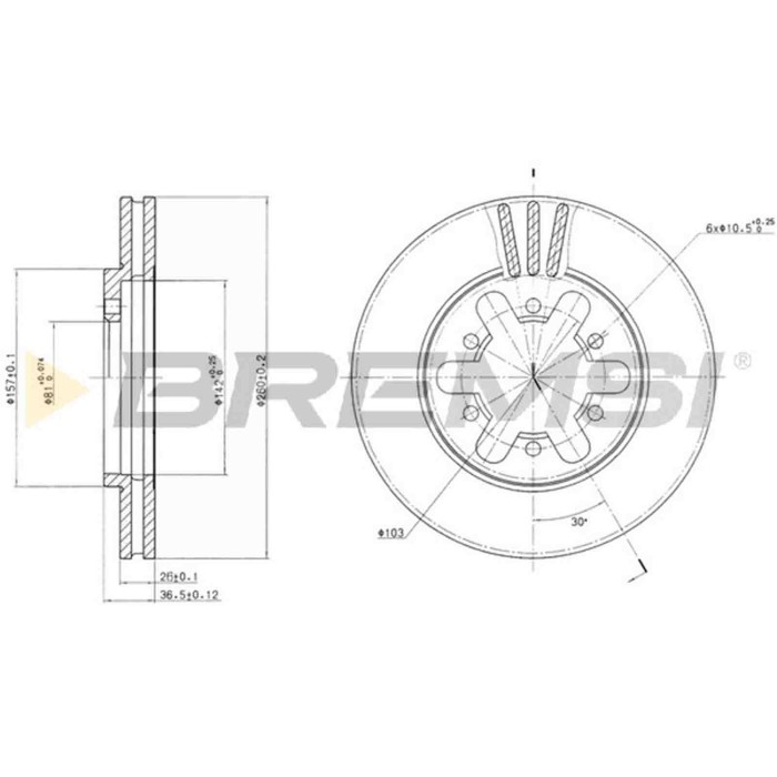 CD6443V.JPG Kit Dischi E Pastiglie Freno 29mm Anteriori Nissan Urvan Furgonato 1987-1997 2.0 S.f. Meritor Ventilato