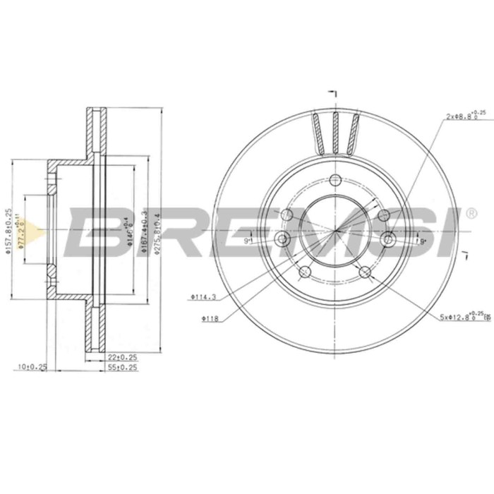 CD6455V.JPG Kit Dischi E Pastiglie Freno 30mm Anteriori Mazda Rx-7 Ii 1985-1989 1.3 S.f. Knorr Ventilato