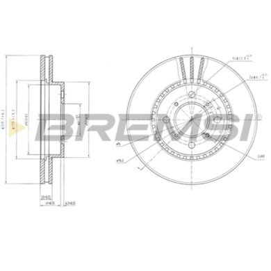 CD6511V.JPG Kit Dischi E Pastiglie Freno 18.3mm Anteriori Honda Prelude Iv 1992-1996 2.0i 16v S.f. Akebono Ventilato