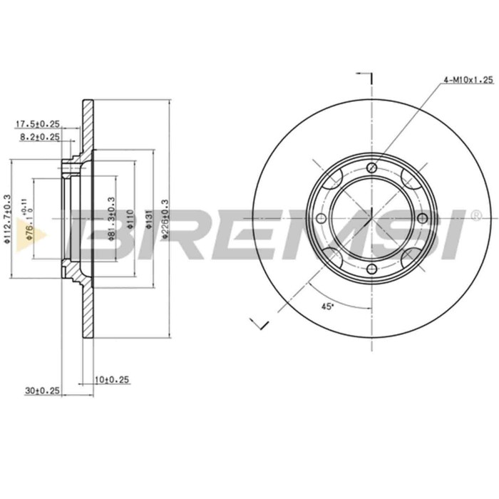 CD6536S.JPG Kit Dischi E Pastiglie Freno 15mm Anteriori Toyota Tercel 1979-1988 1.3 S.f. Akebono Pieno
