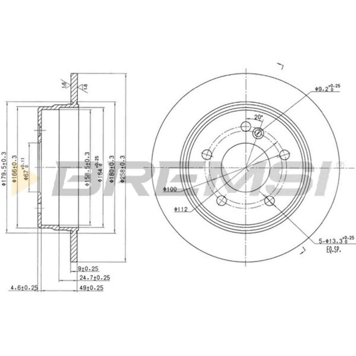 CD6539S.JPG Kit Dischi E Pastiglie Freno 15.5mm Posteriori Mercedes-benz Classe C 1993-2000 C 220 D S.f. Ate Pieno