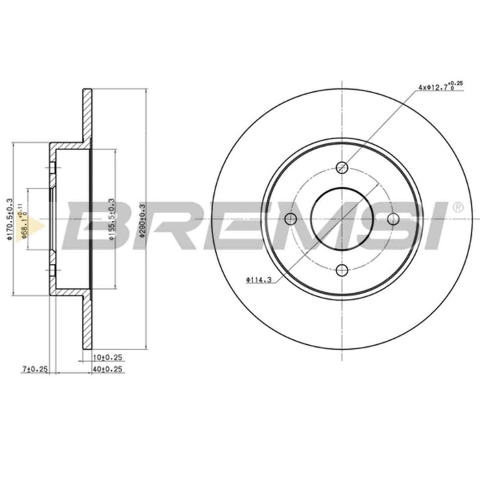 CD6546S.JPG Kit Dischi E Pastiglie Freno 14mm Posteriori Nissan 280 Zx,zxt 1983-1984 2.8 S.f. Akebono Pieno