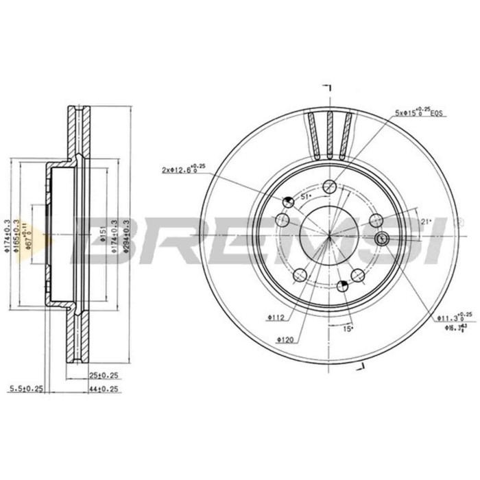 CD6725V.JPG Kit Dischi E Pastiglie Freno 16mm Anteriori Mercedes-benz Classe E 1993-1995 E 320 S.f. Ate Ventilato