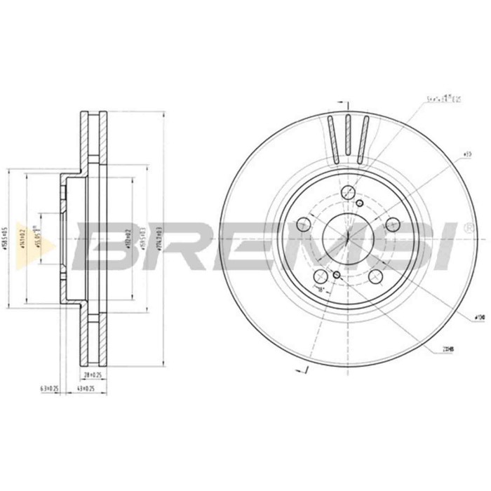 CD6957V.JPG Kit Dischi E Pastiglie Freno 17.8mm Anteriori Toyota Avensis 2000-2003 1.8 Vvt-i S.f. Lucas Girling Ventilato