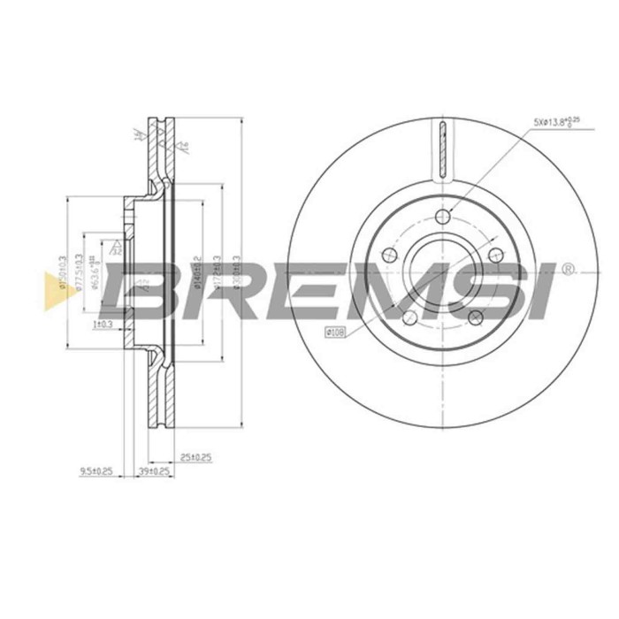 CD7225V.JPG Kit Dischi E Pastiglie Freno Anteriori Ford Focus Iii Turnier 2010-2020 1.6 Ti S.f. Knorr Ventilato