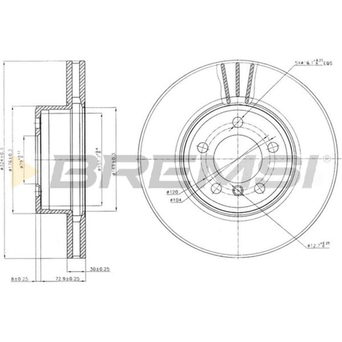 CD7243V.JPG Kit Dischi E Pastiglie Freno 17.2mm Anteriori Bmw 7 2005-2008 740i, Li S.f. Ate Ventilato