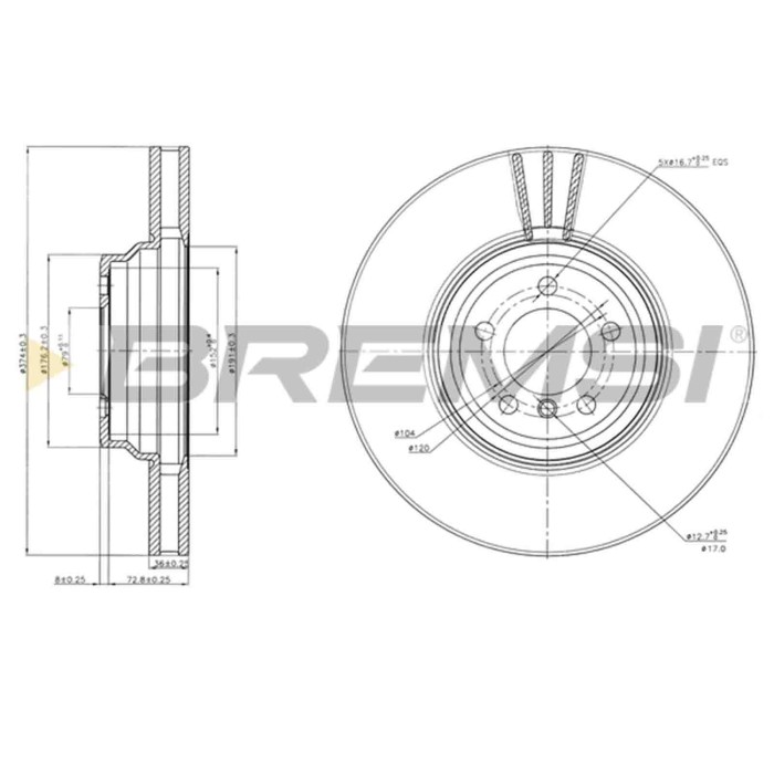 CD7246V.JPG Kit Dischi E Pastiglie Freno 20.8mm Anteriori Bmw 7 2005-2008 745d S.f. Ate Ventilato