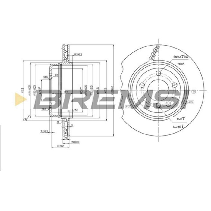 CD7297V.JPG Kit Dischi E Pastiglie Freno 18mm Posteriori Bmw X3 2008-2011 Xdrive20i S.f. Trw Ventilato