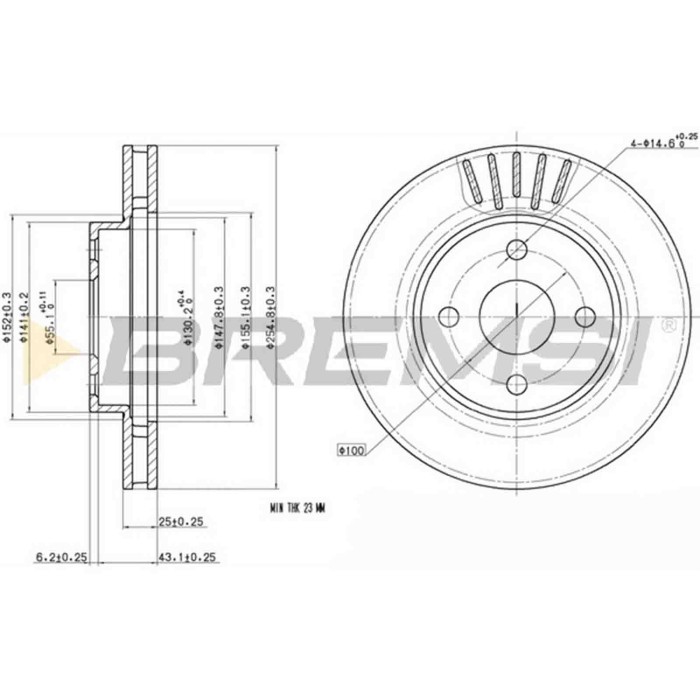 CD7309V.JPG Kit Dischi E Pastiglie Freno 17.8mm Anteriori Toyota Corolla 2005-2006 1.8 Vvtl-i Ts S.f. Lucas Girling Ventilato