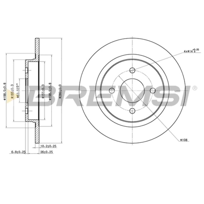 CD7367S.JPG Kit Dischi E Pastiglie Freno 29mm Posteriori Ford Focus Turnier 2002-2004 St170 S.f. Meritor Dle-duco Pieno