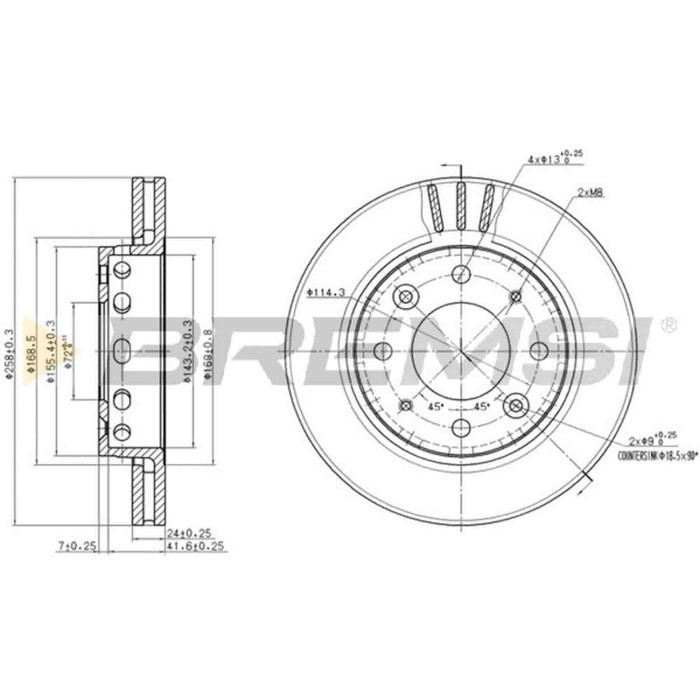 CD7418V.JPG Kit Dischi E Pastiglie Freno 17.8mm Anteriori Kia Clarus 1996-2001 2.0i 16v S.f. Ate Ventilato