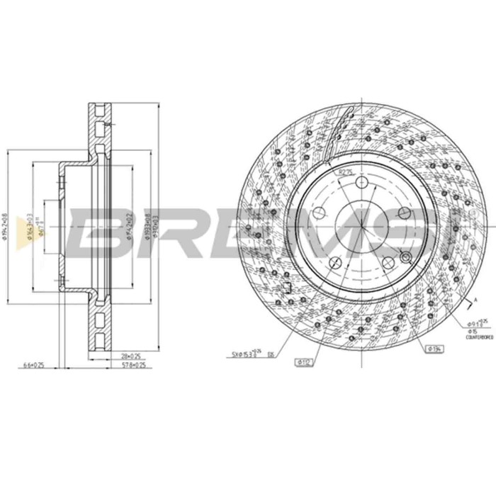 CD7427V.JPG Kit Dischi E Pastiglie Freno 29.5mm Anteriori Mercedes-benz Sl 2003-2012 350 S.f. Lucas Ventilato