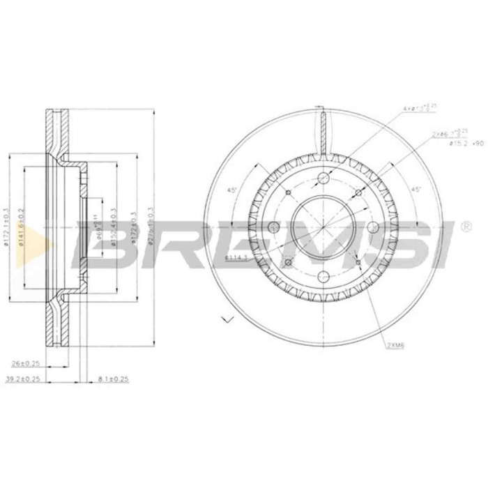 CD7528V.JPG Kit Dischi E Pastiglie Freno 17.8mm Anteriori Kia Cerato Tre Volumi 2006-2009 1.6 S.f. Mando Ventilato