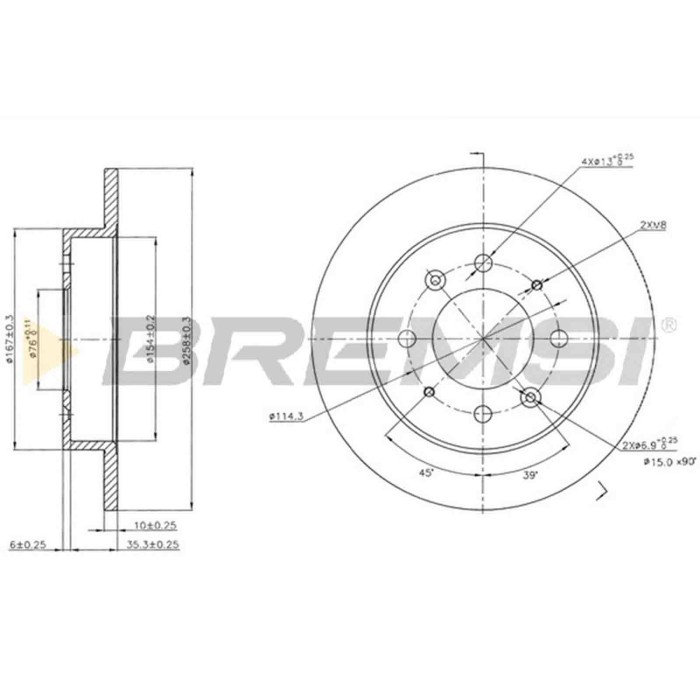 CD7541S.JPG Kit Dischi E Pastiglie Freno 30mm Posteriori Kia Cerato Tre Volumi 2004-2009 1.6 S.f. Knorr Sk7 Pieno