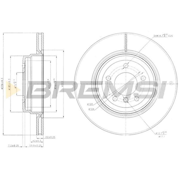 CD7550V.JPG Kit Dischi E Pastiglie Freno 17.3mm Posteriori Bmw 3 2008-2011 320d Xdrive S.f. Ate Ventilato