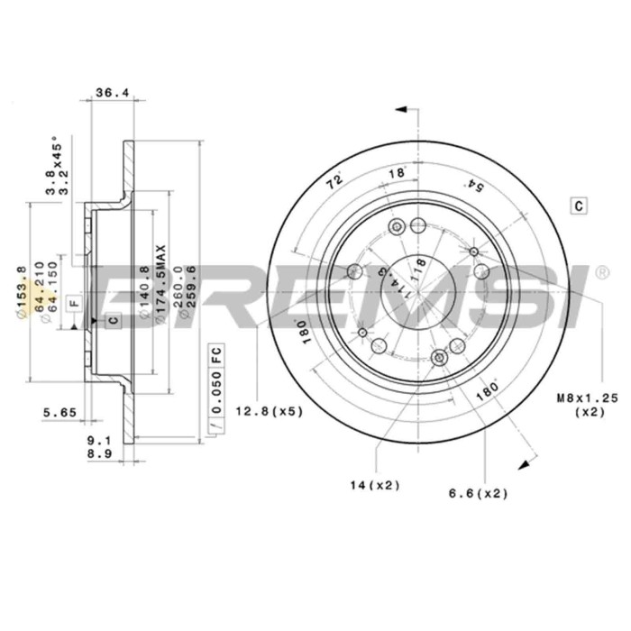 CD7558S.JPG Kit Dischi E Pastiglie Freno 15mm Posteriori Honda Civic Viii Hatchback 2005-2008 1.4 S.f. Lucas Girling Pieno