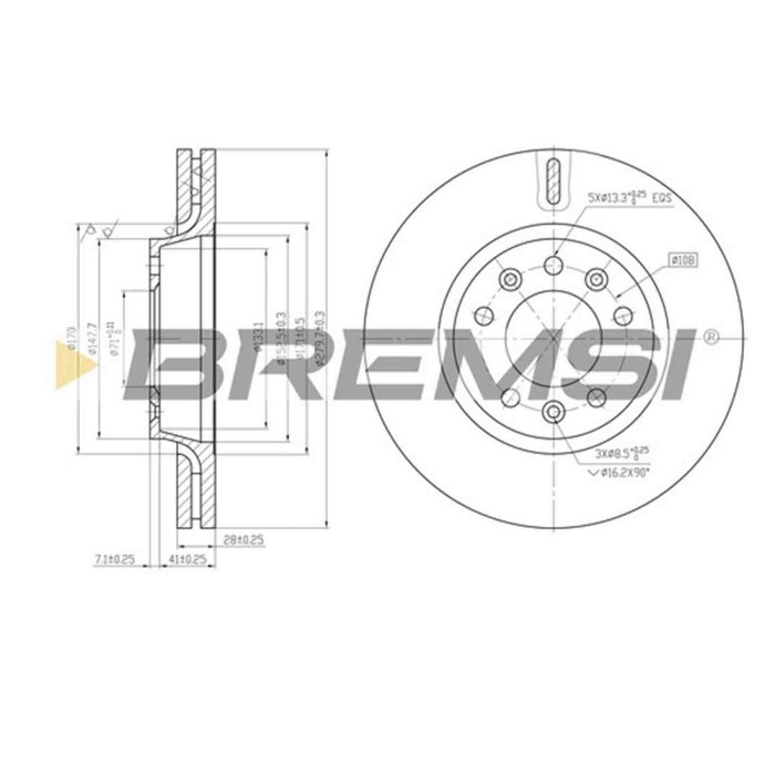 CD7601V.JPG Kit Dischi E Pastiglie Freno 18.9mm Anteriori Citroën Jumpy 2007-2016 1.6 Hdi 90 16v S.f. Trw Ventilato