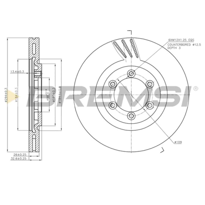 CD7605V.JPG Kit Dischi E Pastiglie Freno 17mm Anteriori Daewoo Rexton 2002-2005 2.9 Td S.f. Mando Ventilato